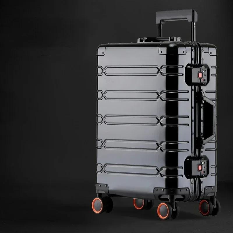 Valise de voyage de luxe en alliage aluminium-magnésium de 20 pouces, valise à roulettes, bagage, ba