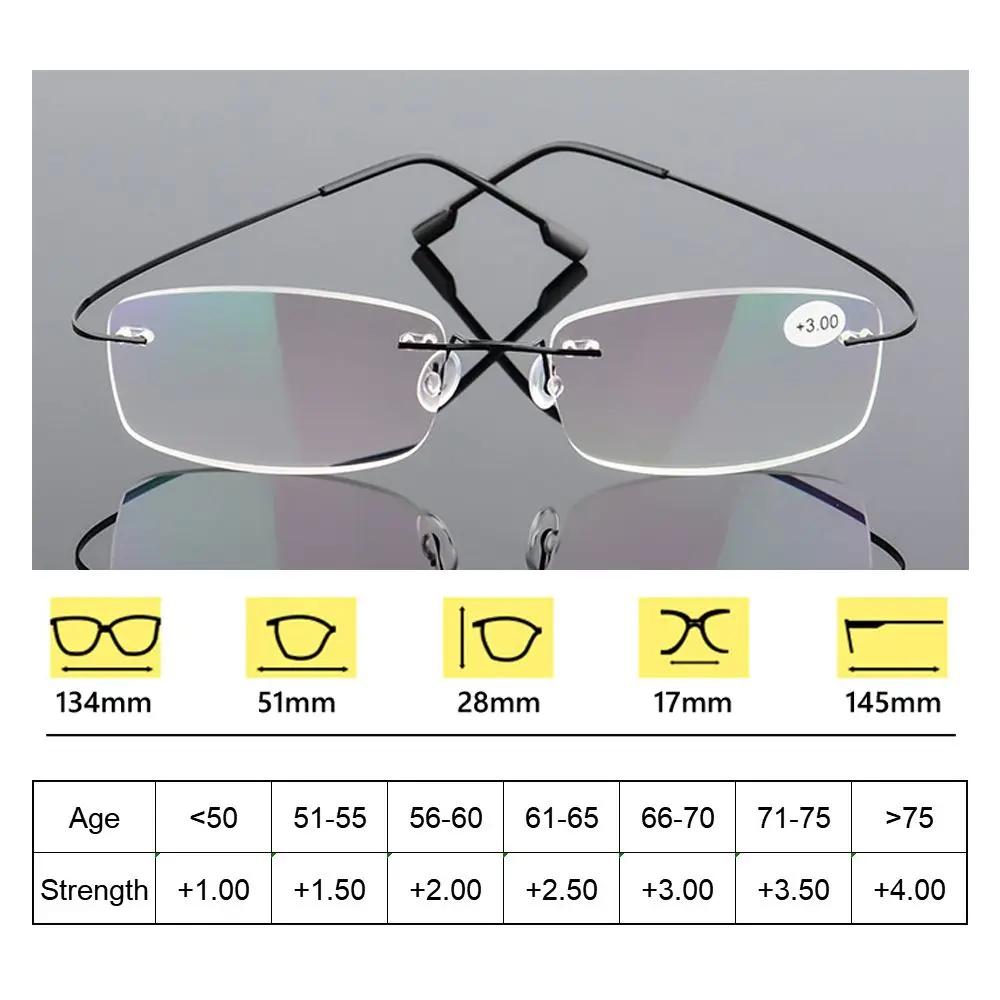 Lunettes de lecture sans monture en titane à mémoire de forme pour hommes et femmes, ultralégères, p