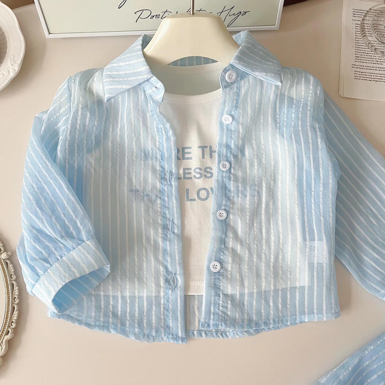 Ensemble protection solaire fille 2-10 ans - Chemise short gilet 3 pièces été UV