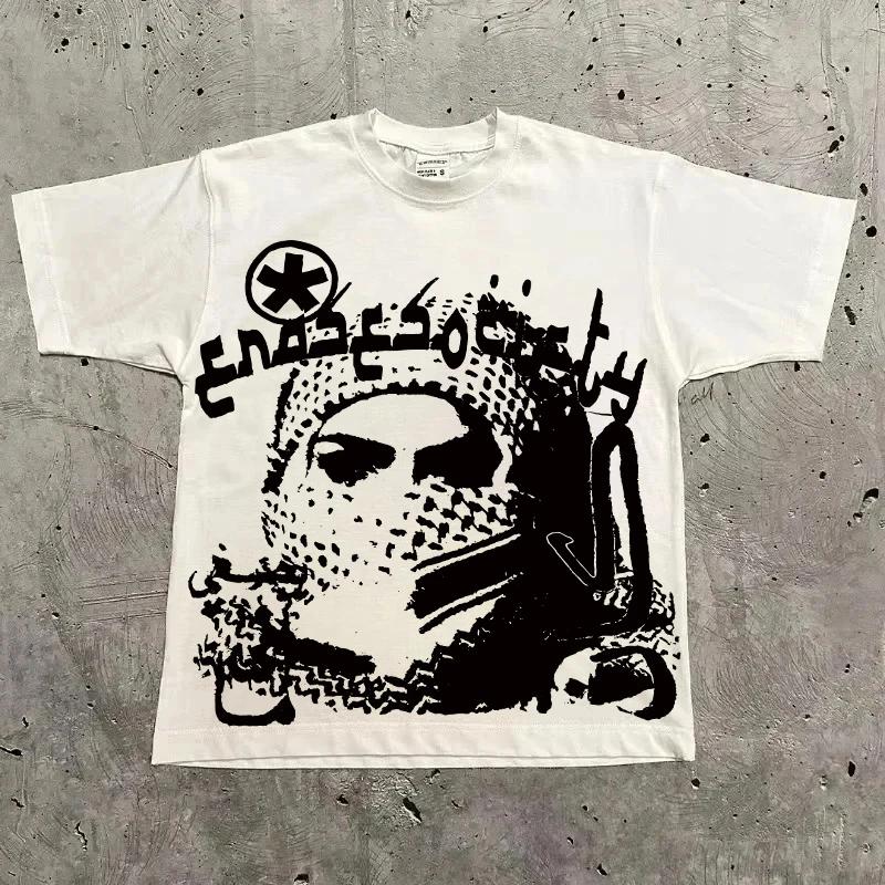 T-shirt graphique hommes femmes haut Vintage Hip Hop Streetwear surdimensionné T-shirt à manches cou