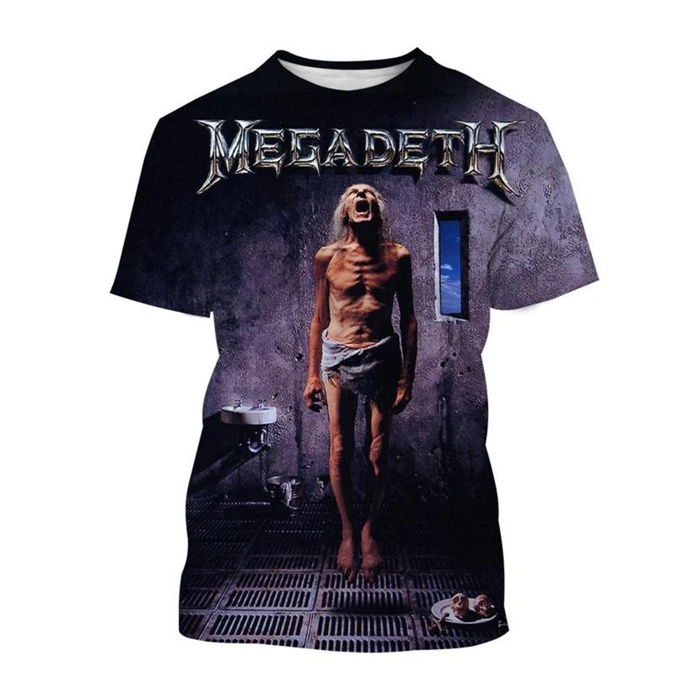 Megadeth-T-shirt à manches courtes imprimé en 3D pour hommes et femmes, T-shirt décontracté, Punk, D