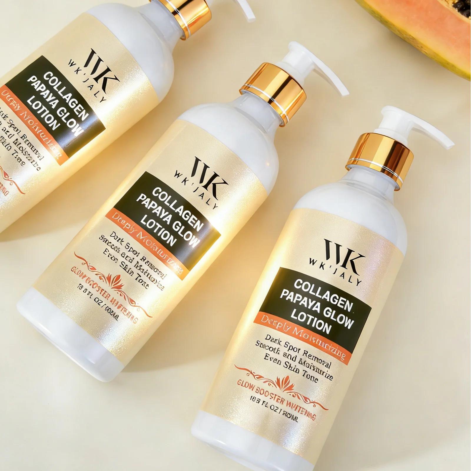 Lotion corporelle éclaircissante WK JALY Collagen Papaya Glow, hydratante, élimine les taches brunes