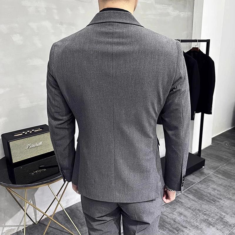 Blazer croisé imbibé pour homme, veste et pantalon, robe de mariée du marié, affaires formelles, bur