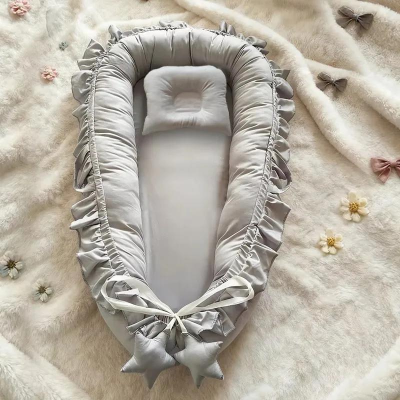Nid de lit en coton pour nouveau-né, couffin à volants, lit de voyage, chaise longue Portable, berce