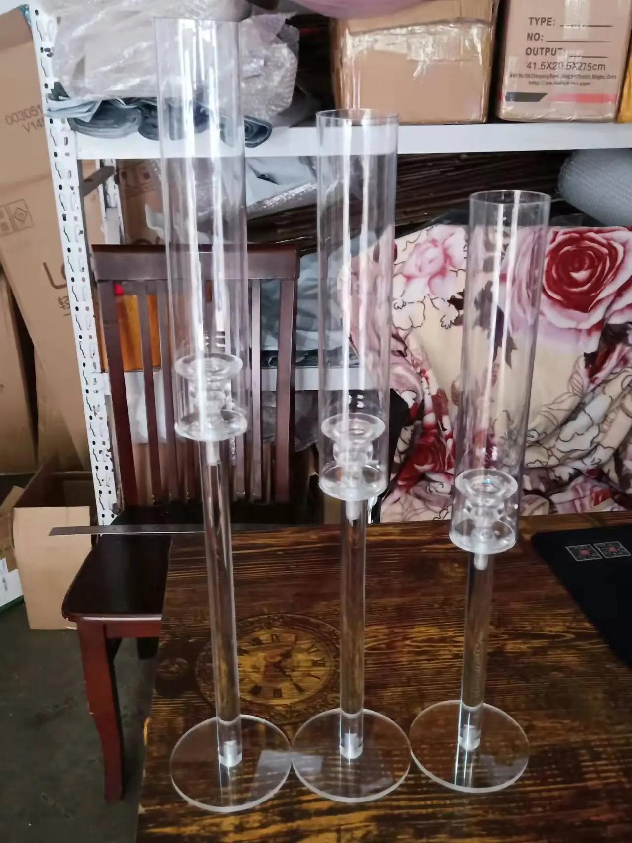 Bougeoirs en cristal, 3 pièces, chandelier en acrylique, plomb de route, centres de table, décoratio