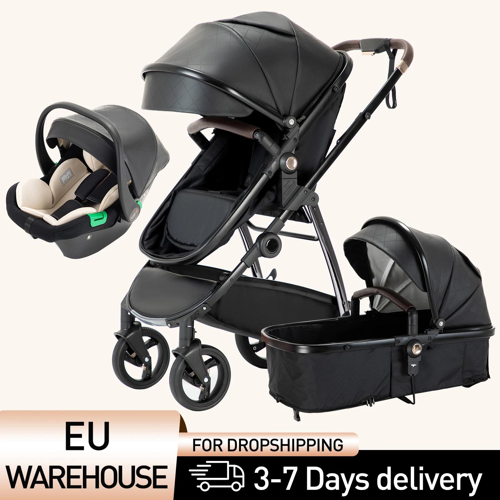 Poussette 3 en 1 pour bébé, poussette de voyage luxueuse et portable, poussette pliable haute, cadre