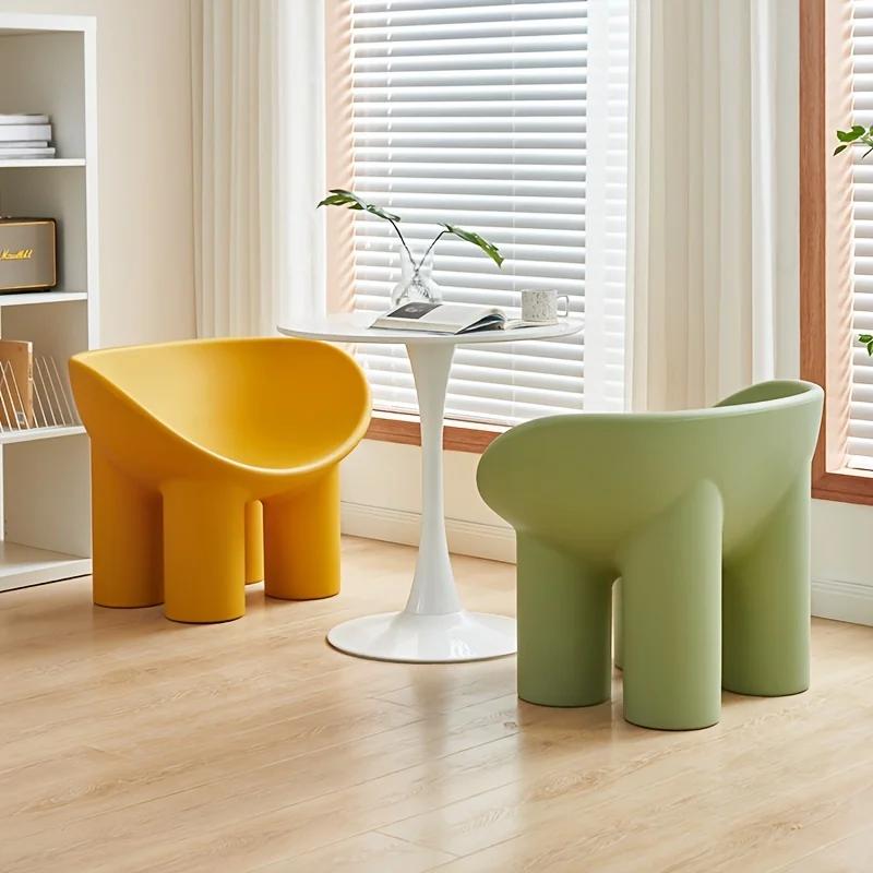 Chaise à pieds d'éléphant en plastique de Style scandinave, tabouret de salon ovale Durable pour le 