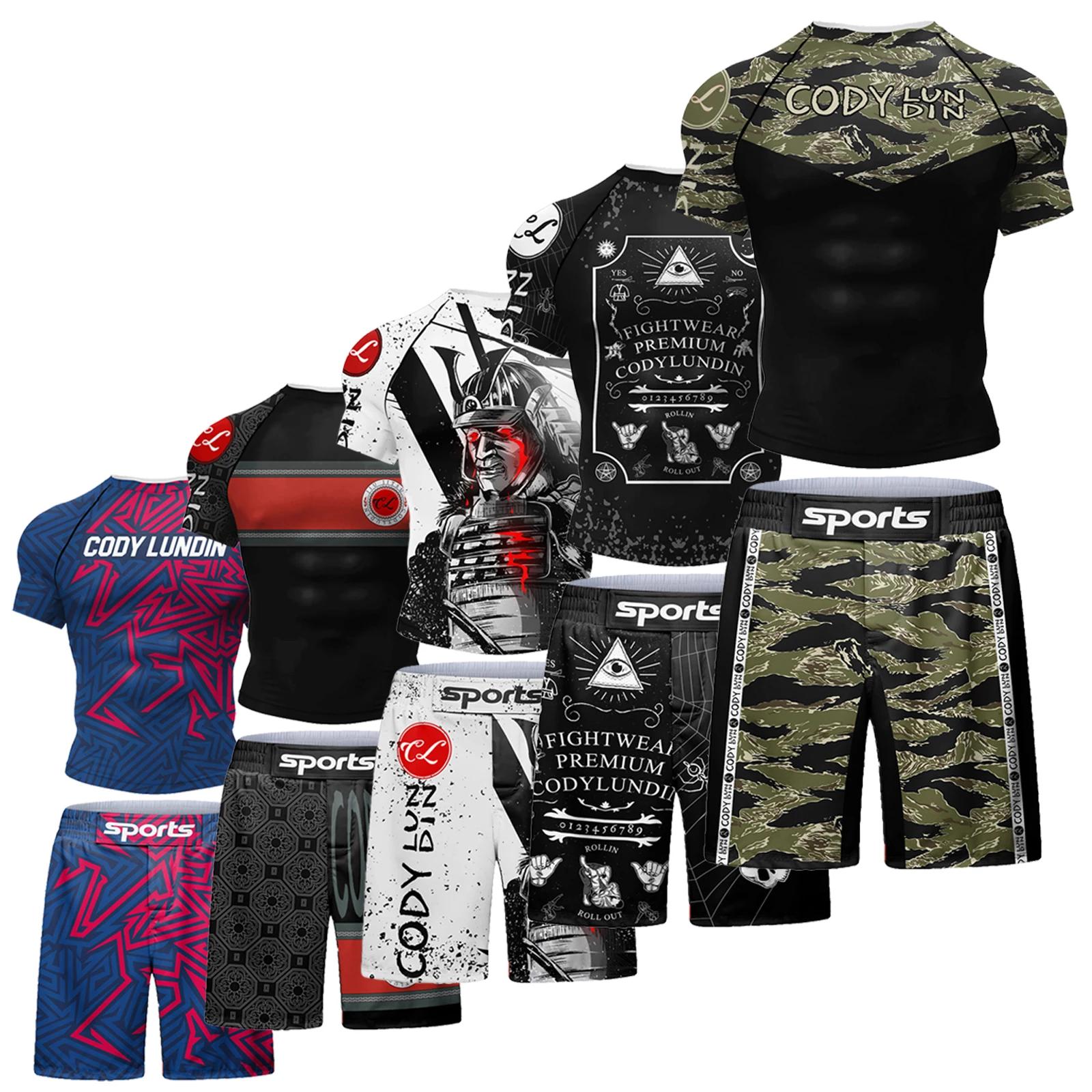 Ensembles courts de vêtements de Surf de plage populaires pour jiu jitsu Bjj No Gi Rashguard + Short