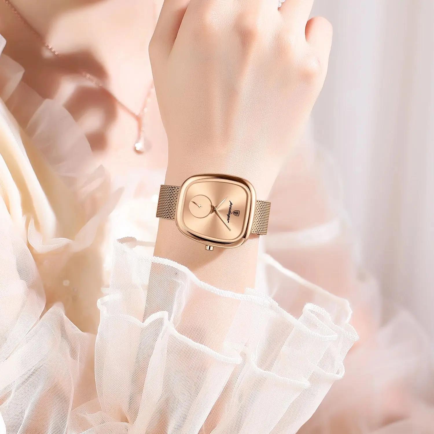 POEDAGAR marque de luxe femme montre étanche en acier inoxydable maille femmes montres mode élégant 