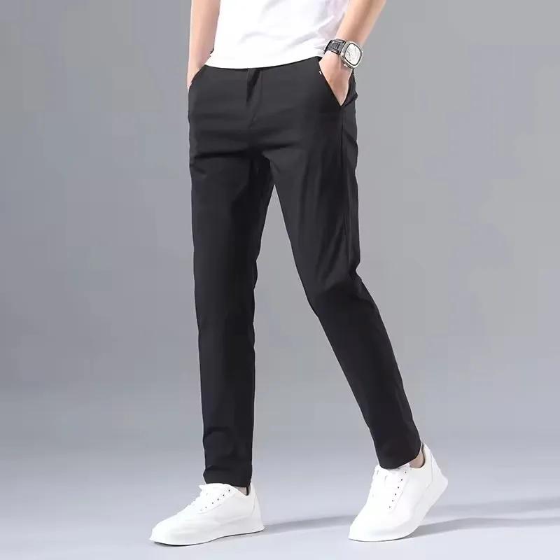 2025 printemps automne mince mince hommes pantalons décontractés classique affaires coton Stretch Go