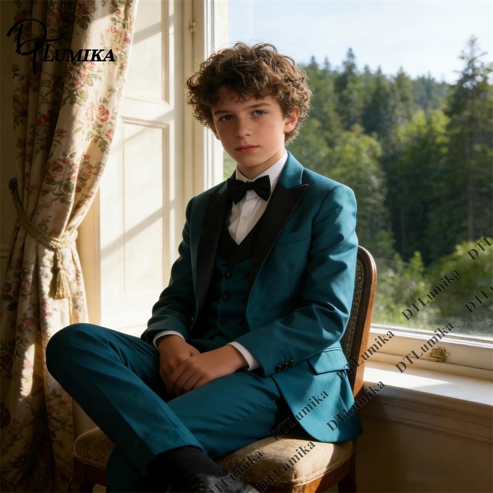 Costume de Cérémonie pour Enfants Livraison Rapide 4 Pièces (Veste, Gilet, Pantalon, Nœud Papillon) 