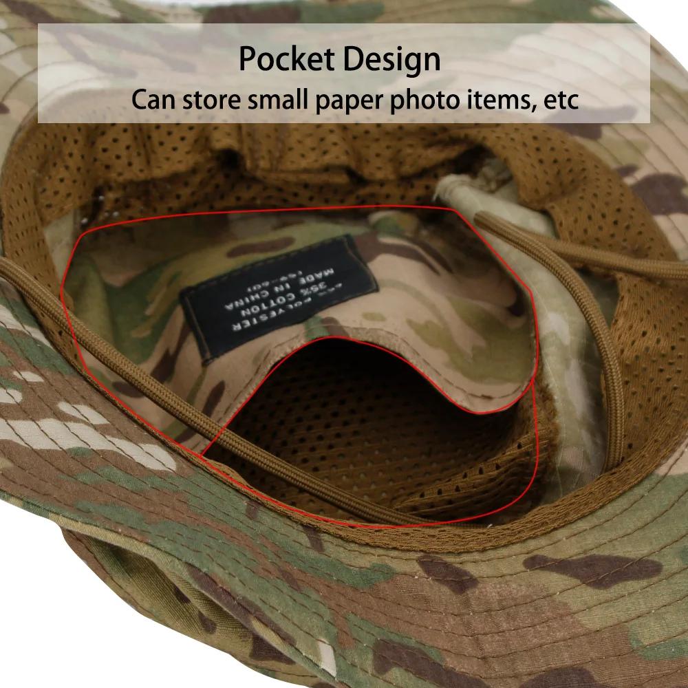 Chapeau Boonie camouflage pour hommes, 1 pièce/5 pièces, protection solaire, seau respirant, randonn