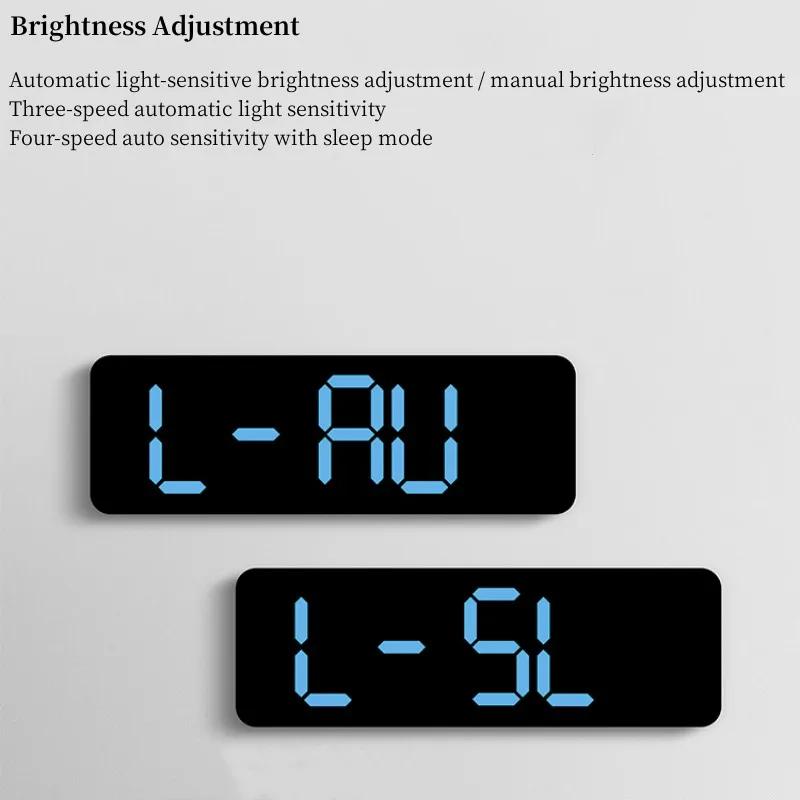Grande horloge murale numérique de 9 pouces, alimentée par USB, température et humidité, variateur a