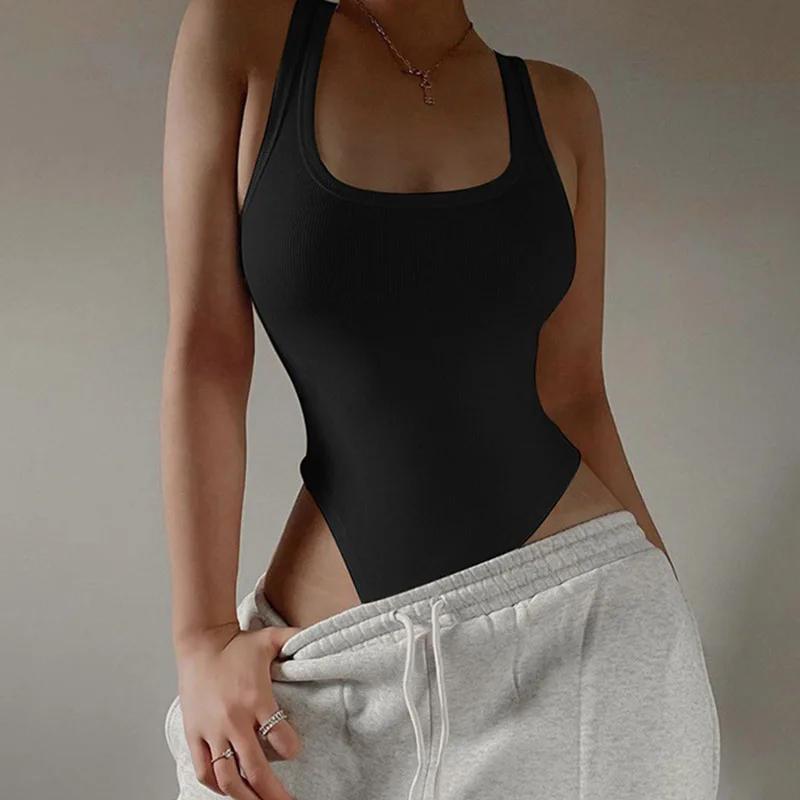 Body en tricot sans manches pour femmes, Sexy, moulant, épaules dénudées, col licou, décontracté, co