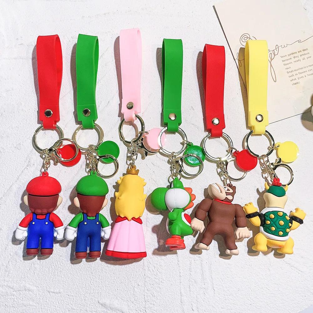 19 Styles Anime porte-clés Mario Bros Luigi crapaud Bowser figurine modèle PVC dessin animé sac poup
