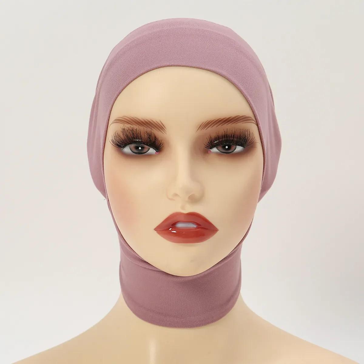 Casquette intérieure musulmane Hijab pour femmes, sous-écharpe solide, Turban, chapeau islamique mus