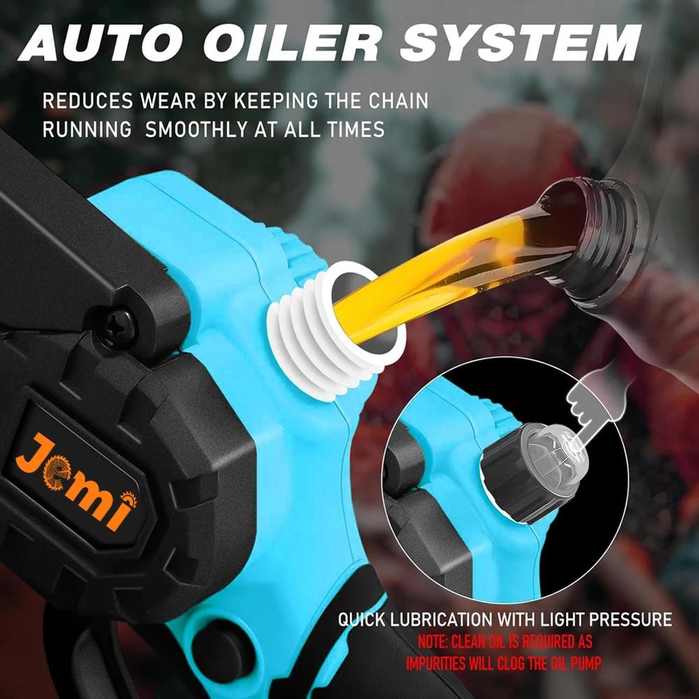 Jemi Tool Scie à chaîne électrique rechargeable sans fil portable de 6 pouces avec deux batteries, c