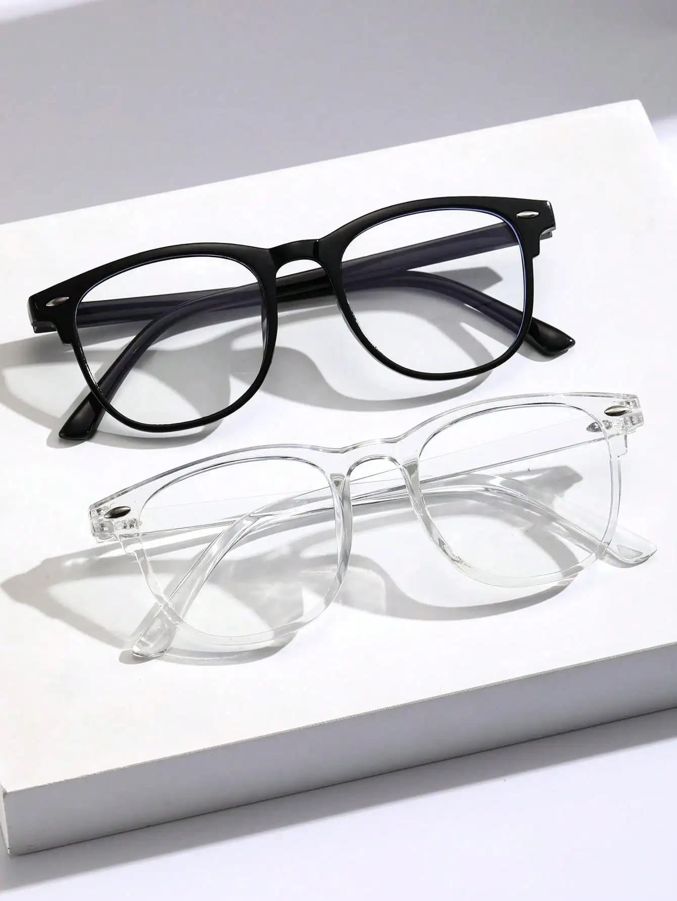 Lunettes transparentes Anti-lumière bleue, monture carrée en plastique unisexe, tendance, pour la re