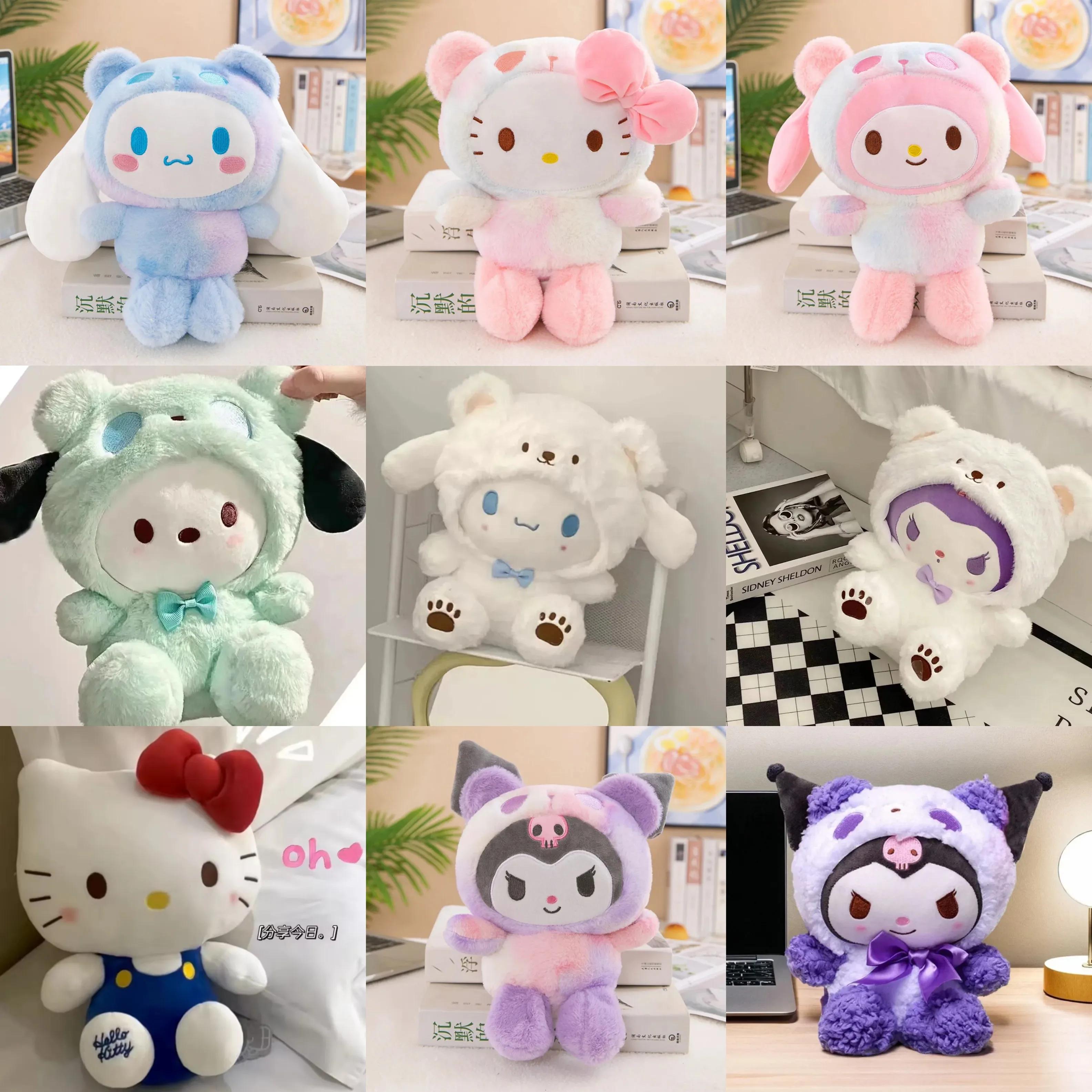 25CM Kawaii Sanrio peluche Hello Kitty cannelle Kuromi Pochacco peluche poupée dessin animé mignon j