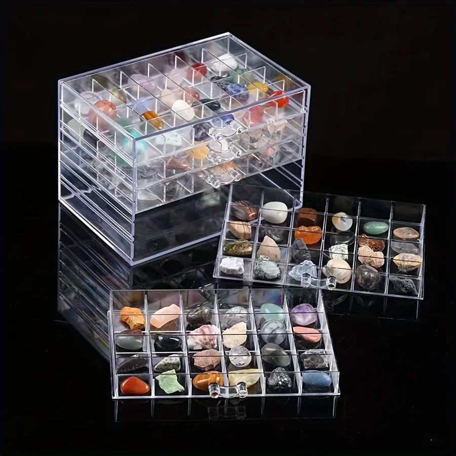 Vitrine en cristal – Boîte de rangement en plastique transparent pour la collection de pierres natur