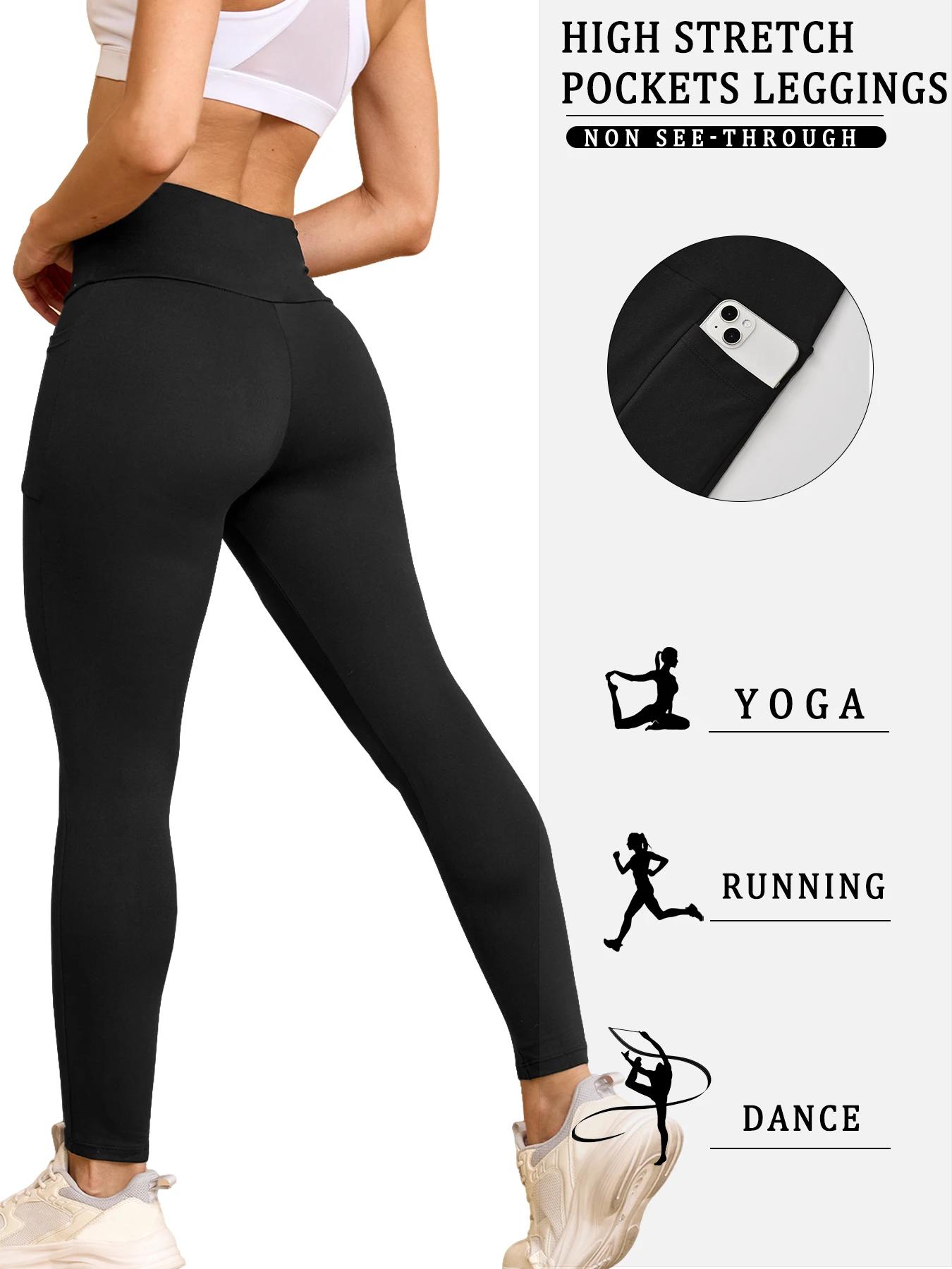 Leggings super doux avec poches pour femmes, pantalons de yoga d'entraînement taille haute pour le c