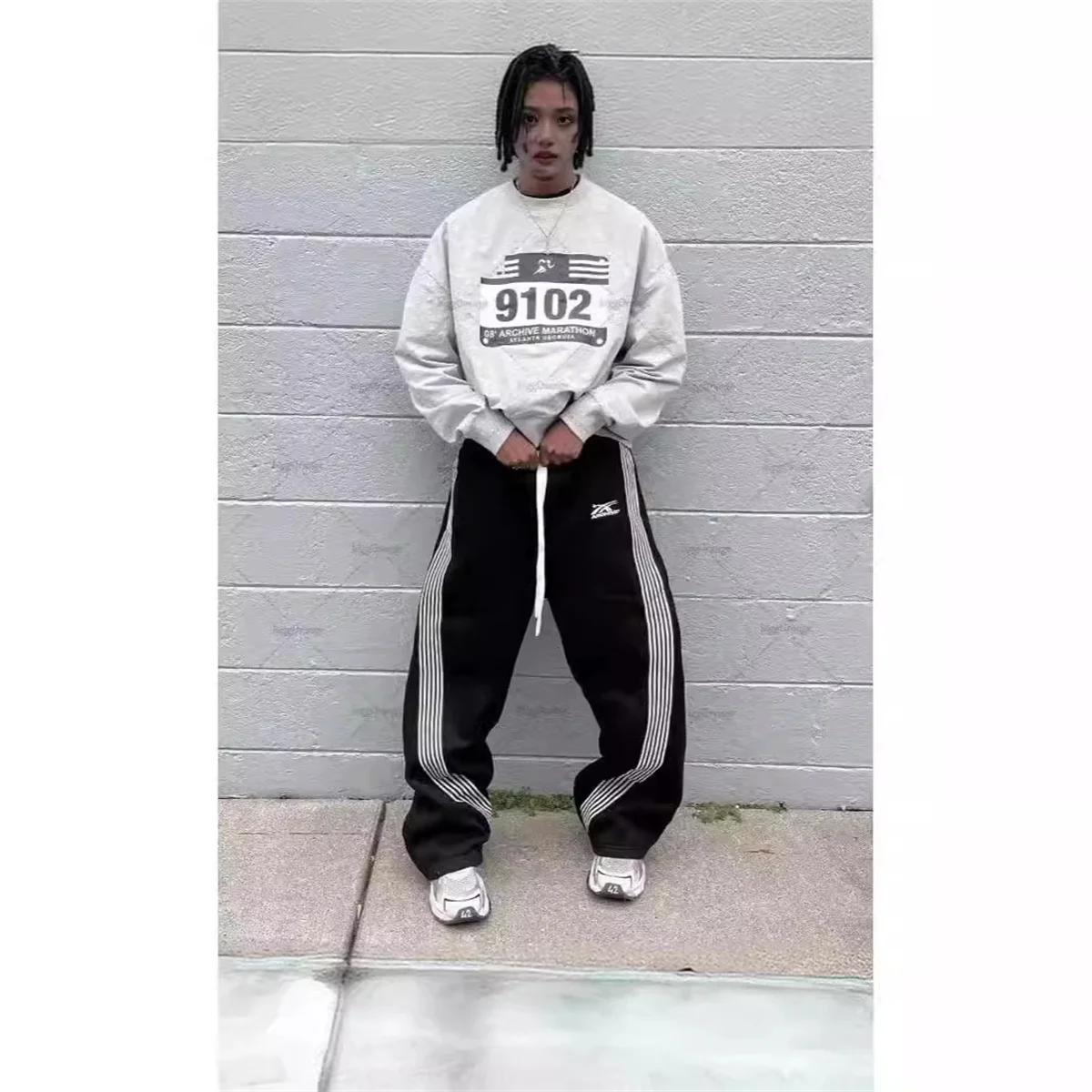 Y2k gris pantalons décontractés Vintage fonctionnel tactique hommes femmes Premium Jogging pantalon 