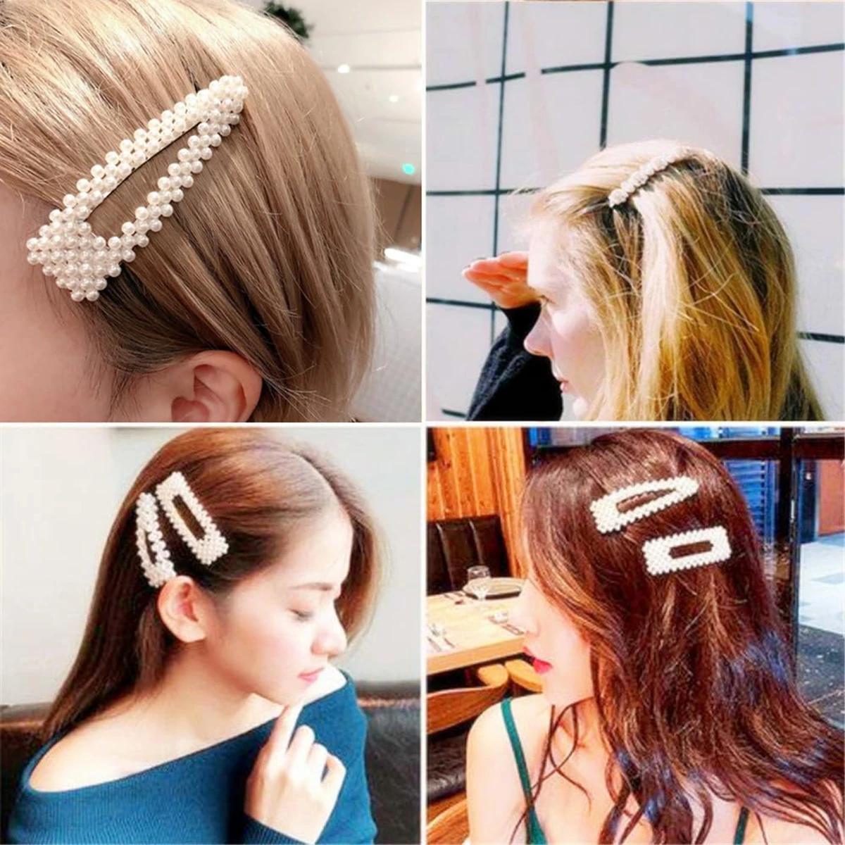 12//20/30/40 pièces de pinces à cheveux avec nœud en perles élégantes et élégantes avec clips latéra