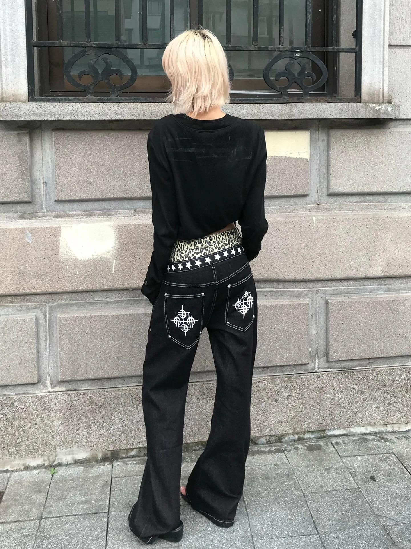 Genayooa gothique Vintage T-shirt femmes à manches longues bouton Y2k rétro noir Grunge hauts Street