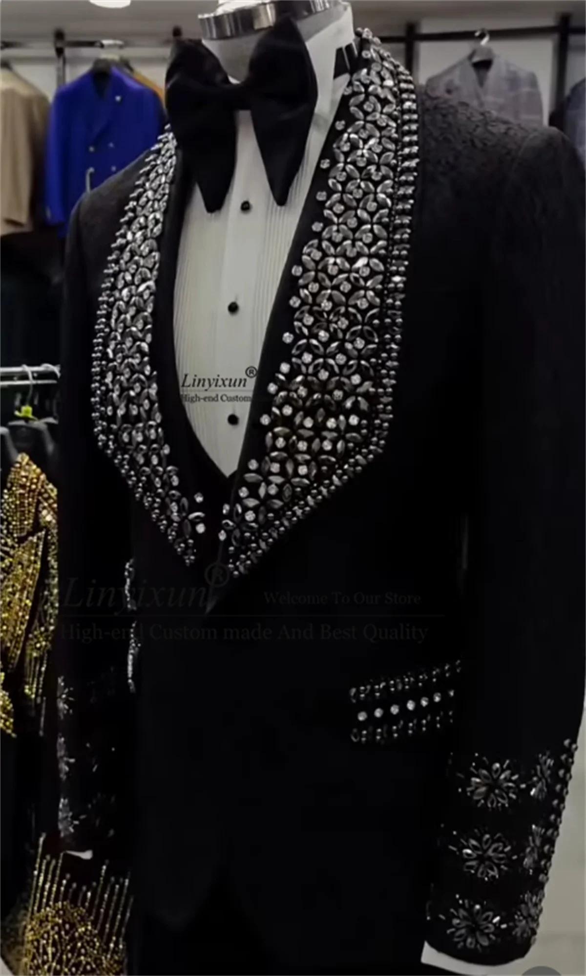 Magnifiques ensembles de costumes pour hommes 3 pièces, ornements de bijouterie, blazer de marié per