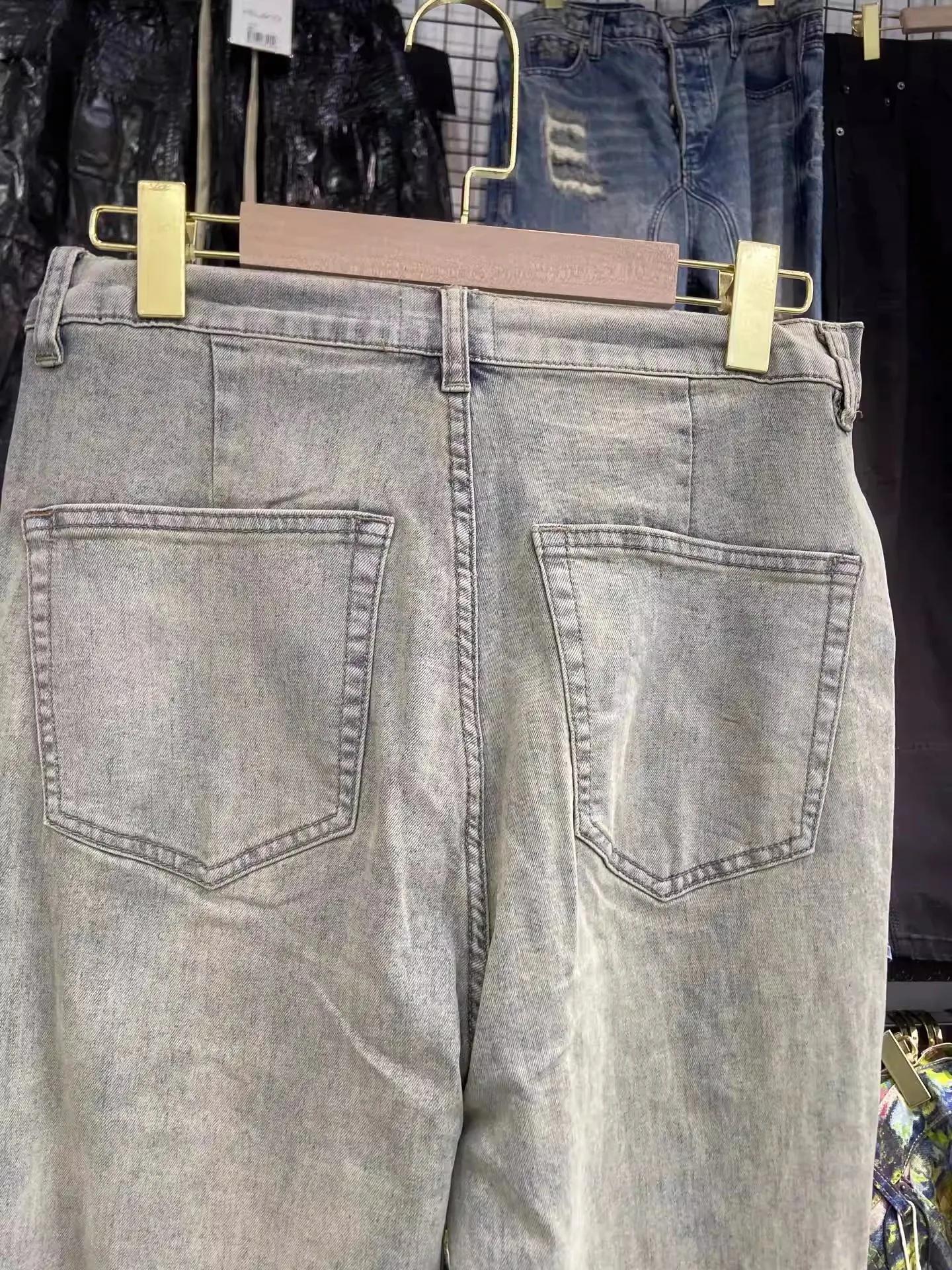 MIJKO Vintage jambe large jean hommes et femmes pantalons longs décontractés à la mode au sol ZJ091