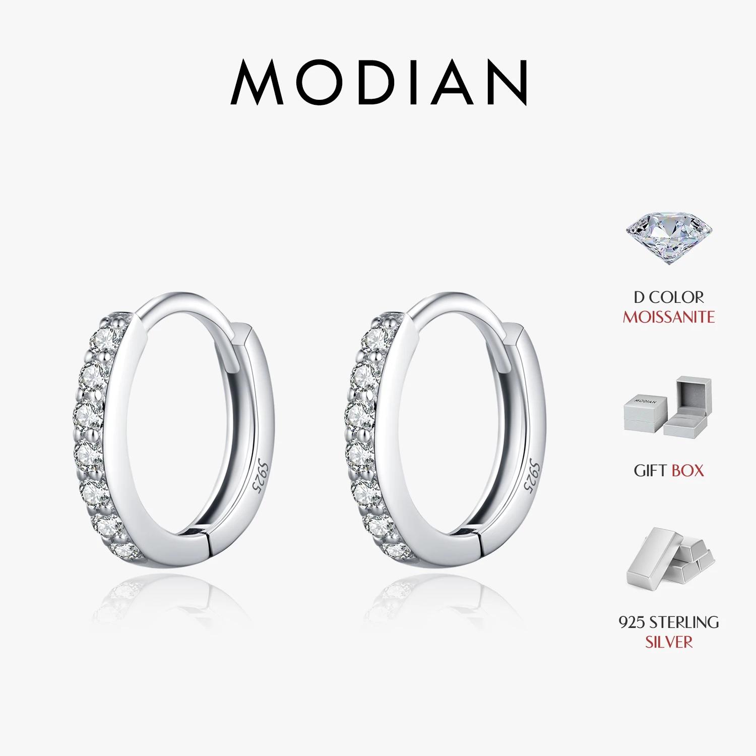 MODIAN D couleur scintillante Moissanite boucles d'oreilles 925 en argent Sterling classique brillan
