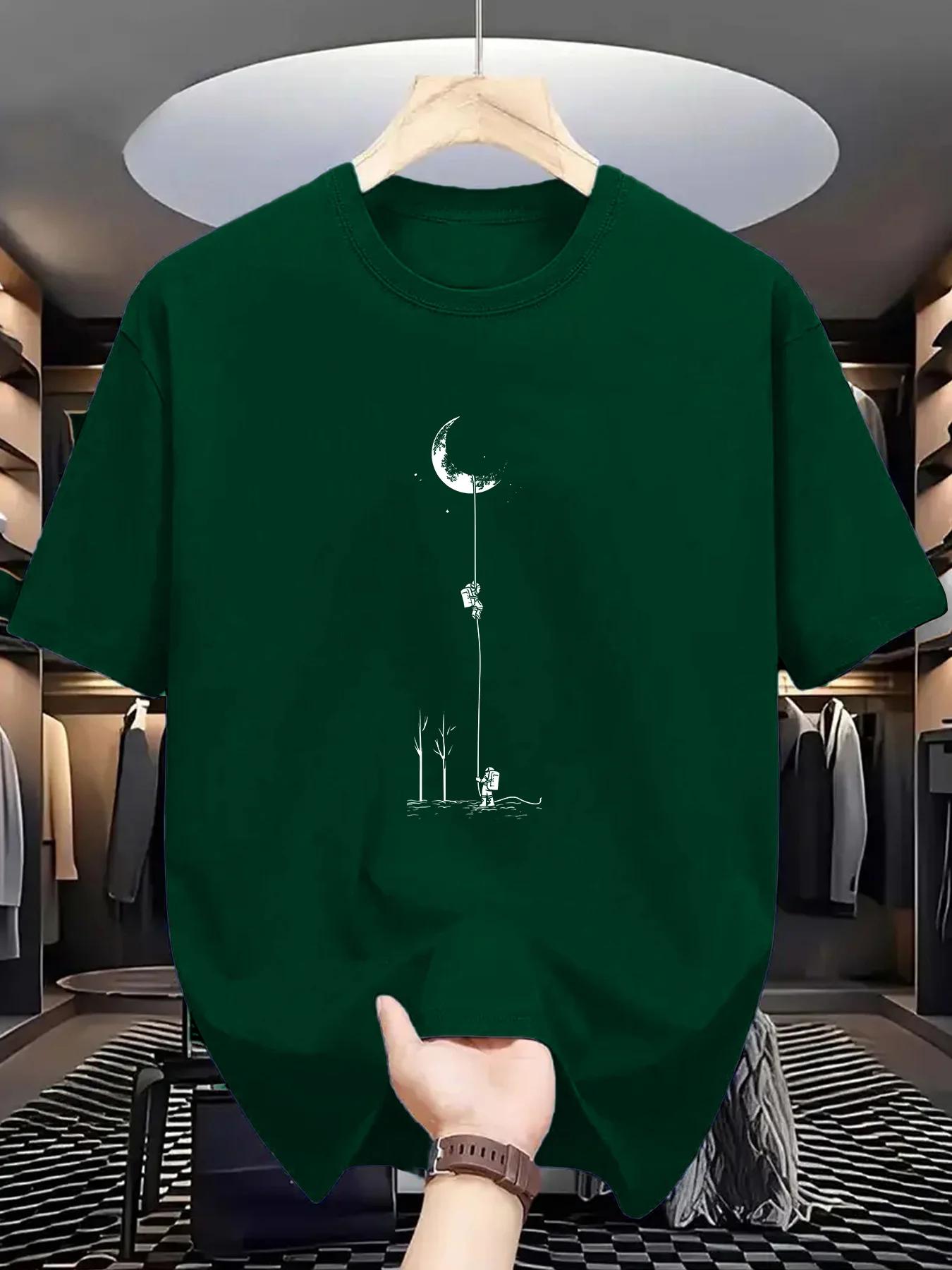 T-shirt à manches courtes et col rond pour hommes, 100% pur coton, coupe ample, décontracté, grande 