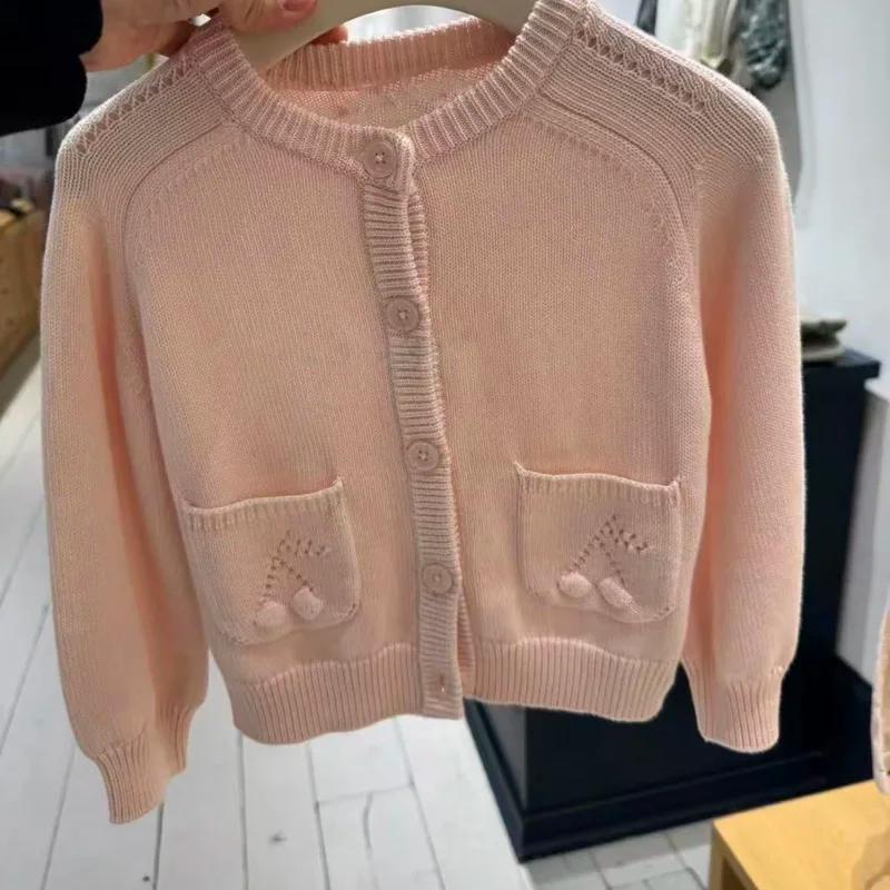 En stock – Nouveauté 2026 – Pulls en coton tricotés roses pour filles – Collection Printemps-Été – V