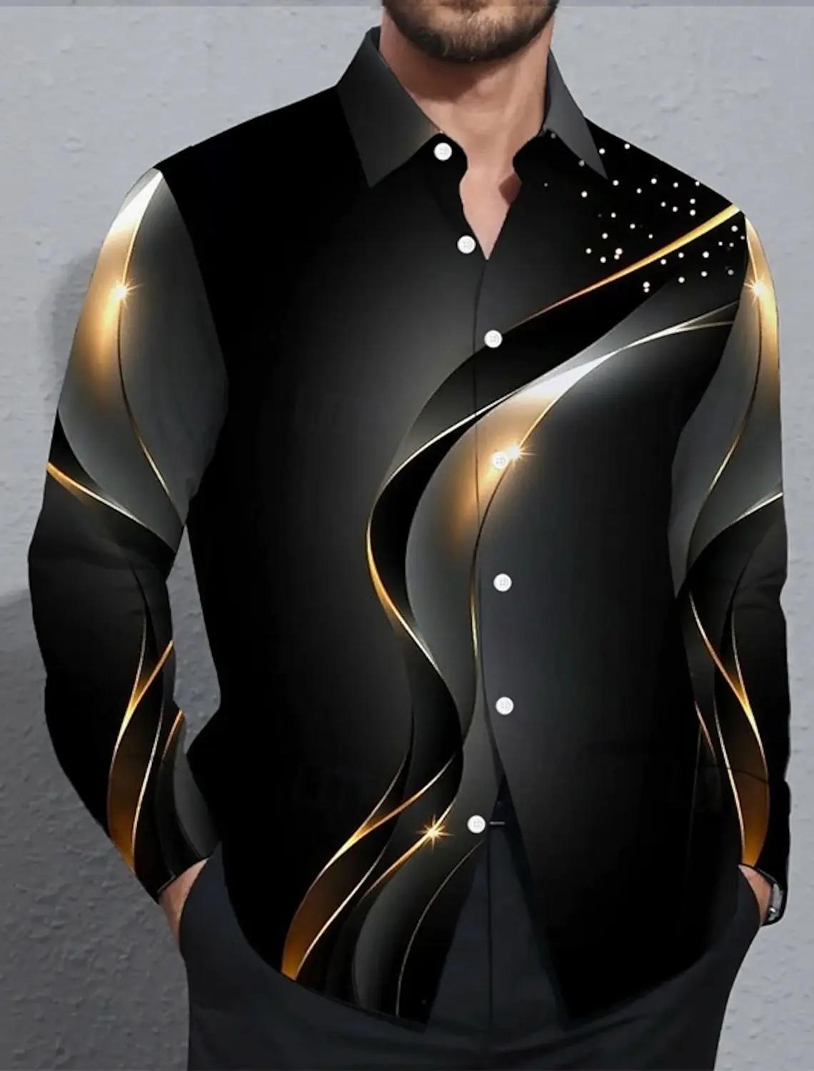 Chemise à manches longues pour hommes, surdimensionnée, ondulée, boutonnée, décontractée, mode Stree