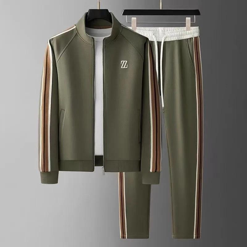 Ensemble de survêtement homme 2026 – Veste et pantalon tendance brodés – Tenue de sport deux pièces 