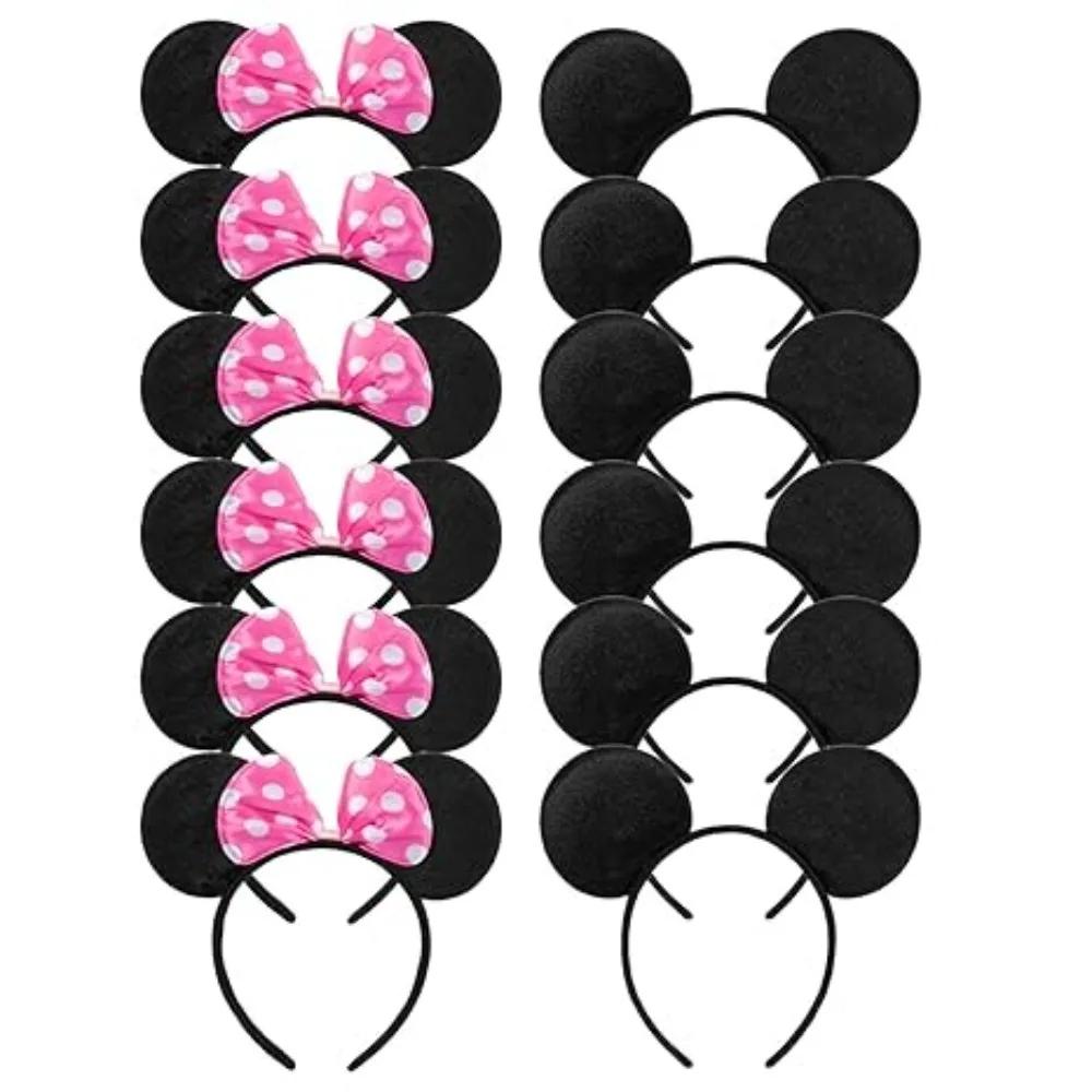 12 pièces belles oreilles enfants Mickey bandeaux cheveux fête paillettes anniversaire accessoires M