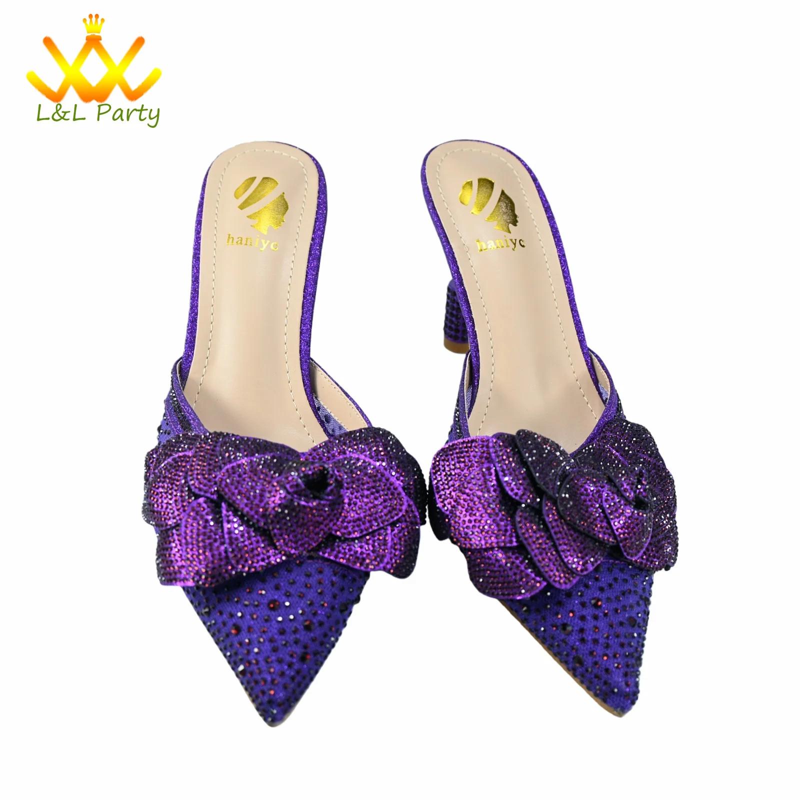 Ensemble de chaussures et de sacs au Design italien, couleur violette, bout pointu, talons Super hau
