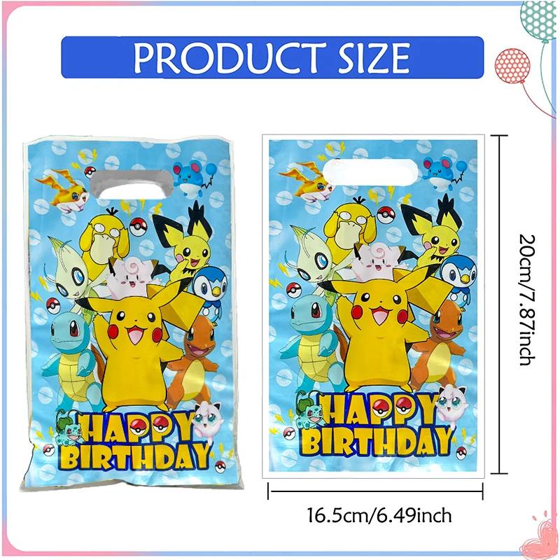 Nouveau sac Pikachu Pokemon décorations d'anniversaire sacs cadeaux en plastique sacs de butin boîte