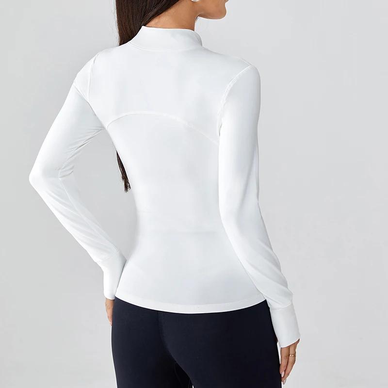 Vêtements de yoga pour femmes, veste à col montant avec fermeture éclair, amincissante, protection s