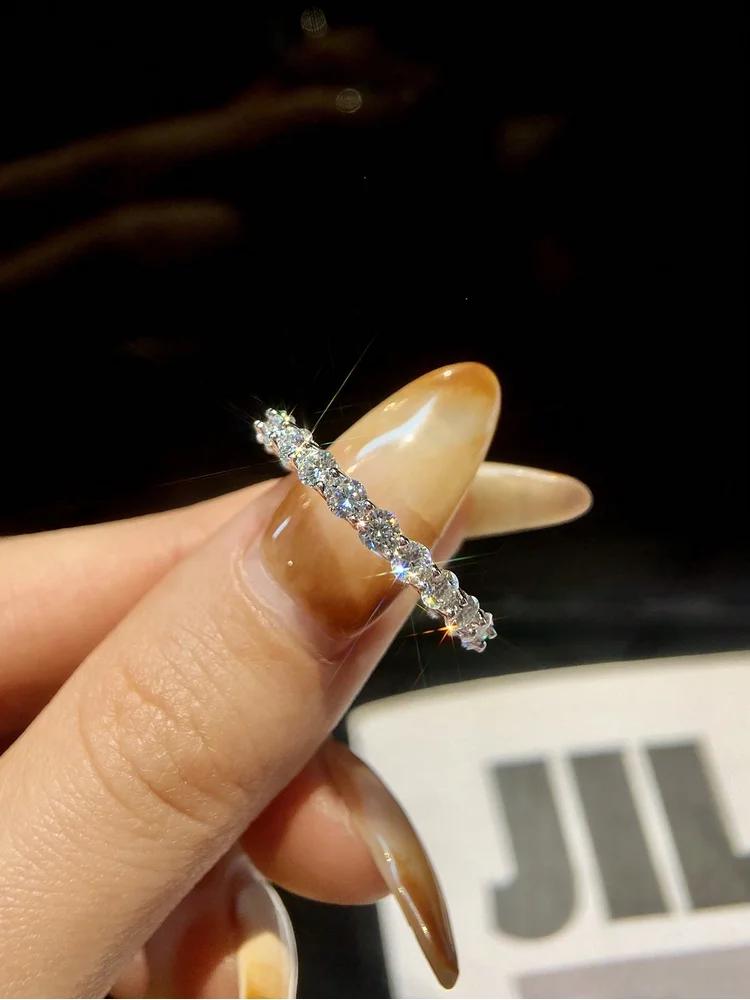 Bague classique en argent Sterling 925 pour femmes, bague simple en Zircon à une rangée, fiançailles