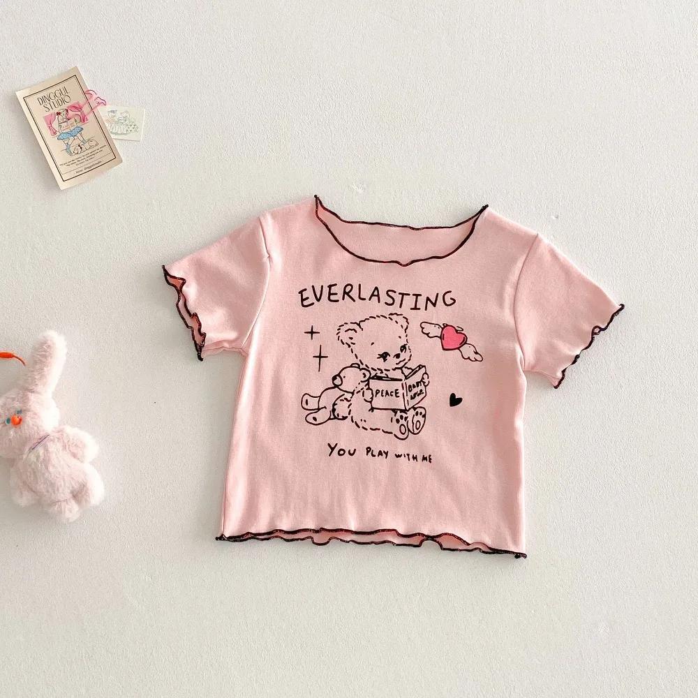 Vêtements décontractés pour bébés de 18 à 5 ans, T-shirt à manches courtes imprimé Animal de dessin 