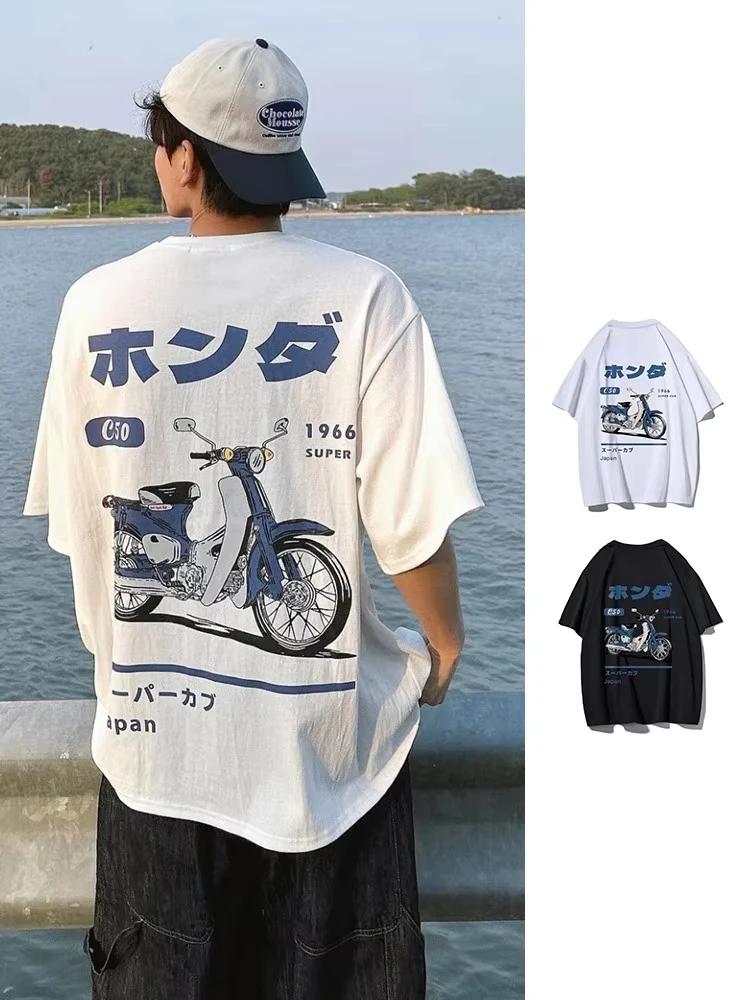 Mode T-Shirt ample rétro été dessin animé voiture impression unisexe à manches courtes col rond Coup