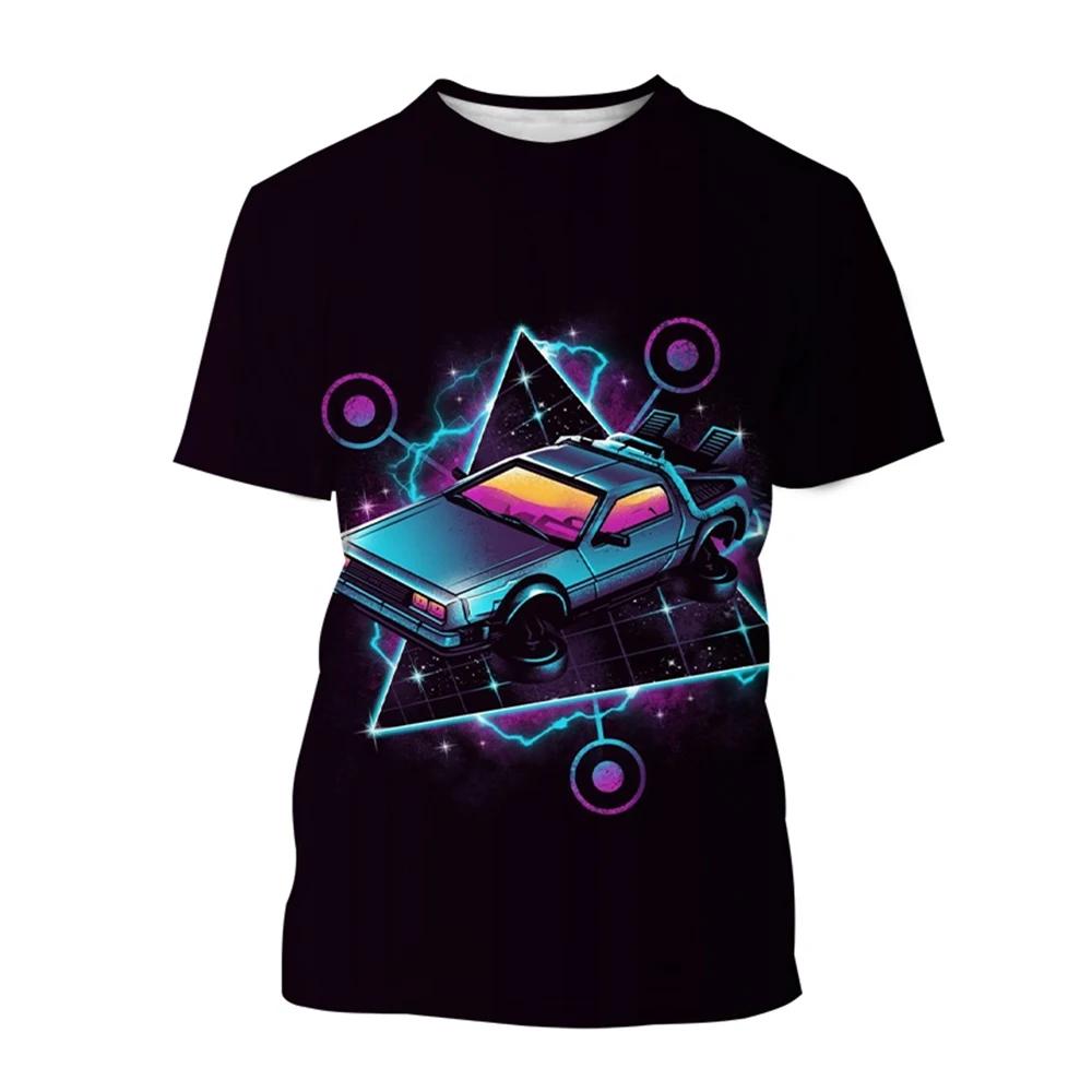 Mode d'été fantaisie film imprimé en 3D à manches courtes technologie cool personnalité interstellai