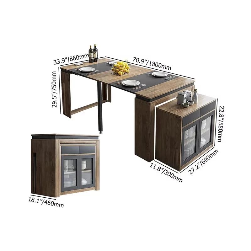 Table à manger extensible multifonctionnelle moderne, gain de place avec armoire de rangement