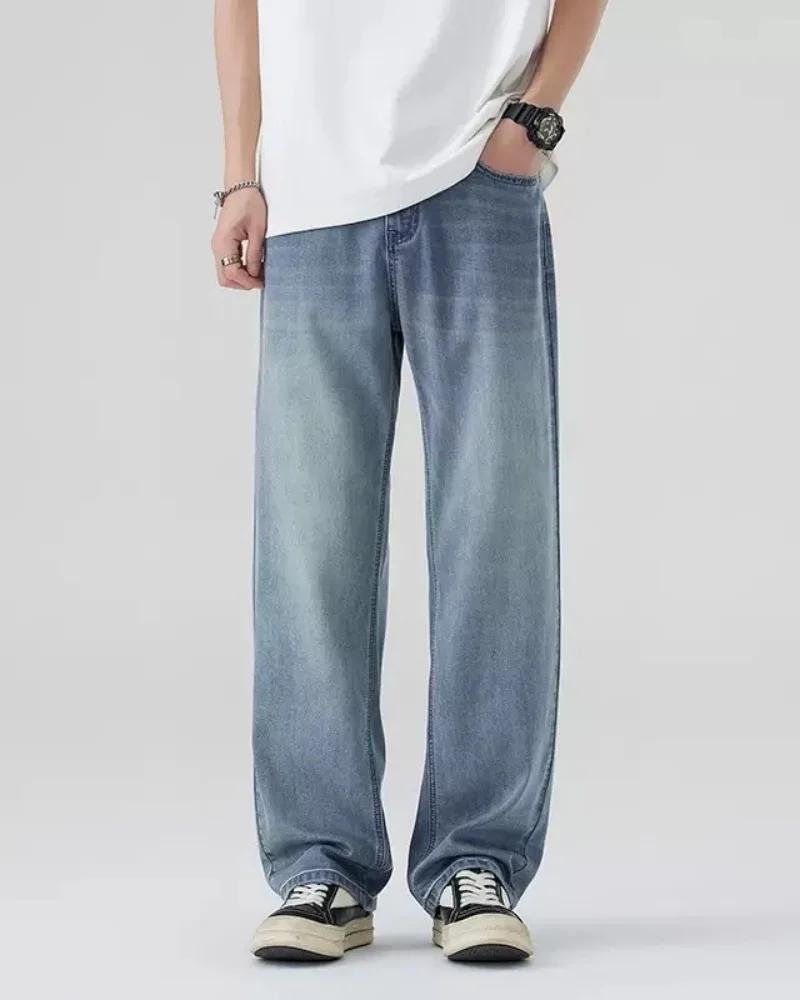 Pantalon en jean pour hommes Vintage lavage jambe large jean ample décontracté droit Style américain