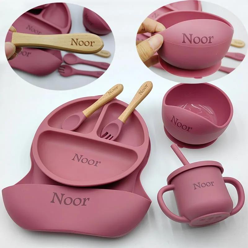 Vaisselle en Silicone pour enfants, ensembles d'alimentation pour bébé, bol à ventouse, assiette à m