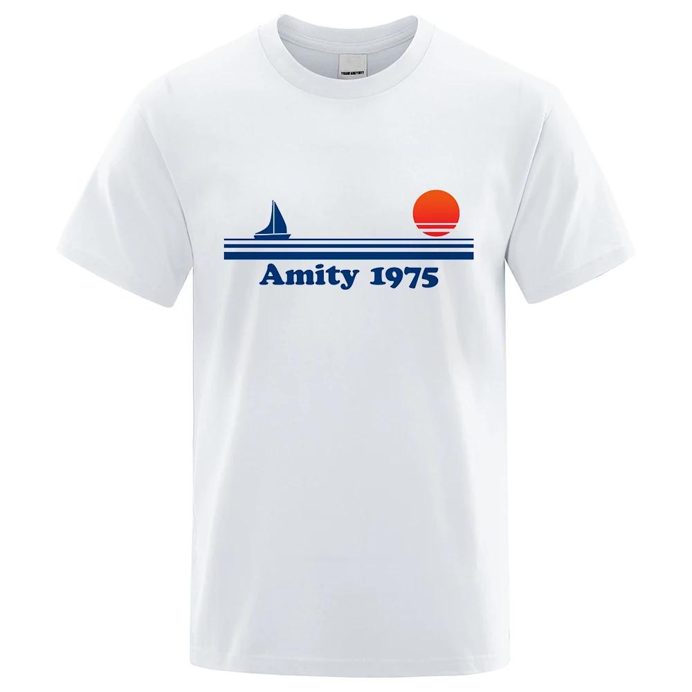Amity 1975-Mâchoires rétro impression t-shirt hommes créativité Sweat vêtements mode t-shirt vêtemen