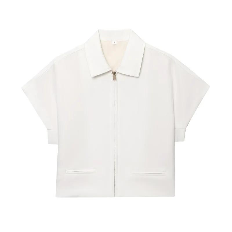 MUJER Veste courte femme manches courtes vestes universitaire pour femme été fermeture éclair nouvea