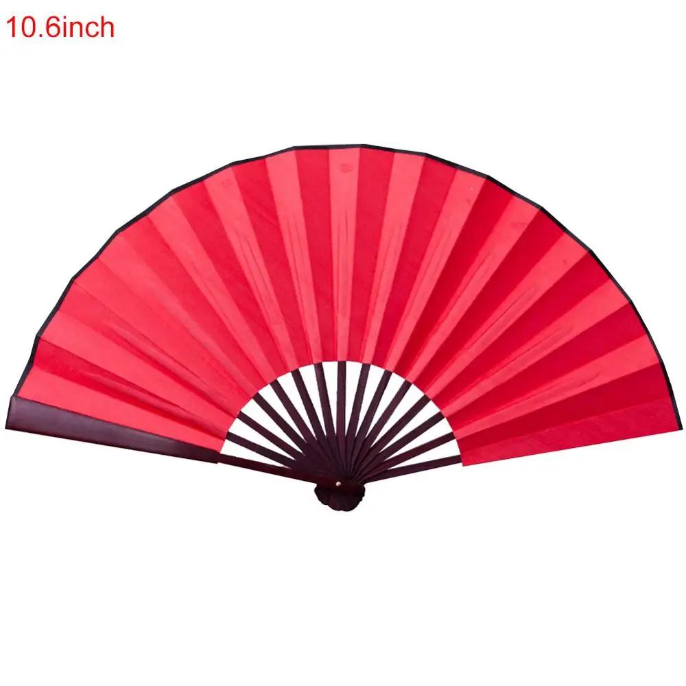 Éventail pliant chinois vierge en tissu de soie de 10.6 pouces/13 pouces, éventail pliant en bois de