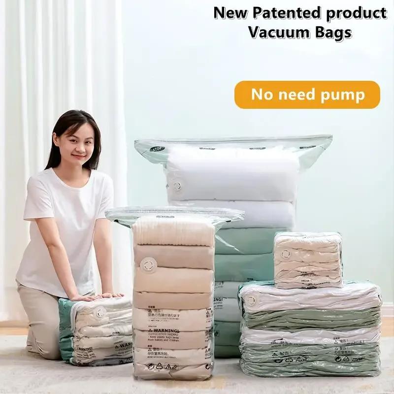 Grands sacs de rangement en plastique, lot de 3 à 5 pièces, sans pompe, sous vide, pour ranger les v
